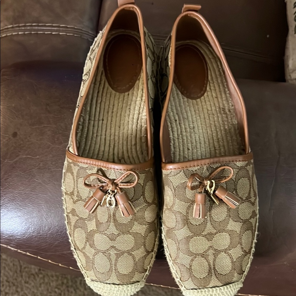 Coach Brown and Tan Espadrille Shoes